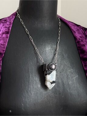 Moonstone Ruby Black Tourmaline necklace pendant statement jewelry protection